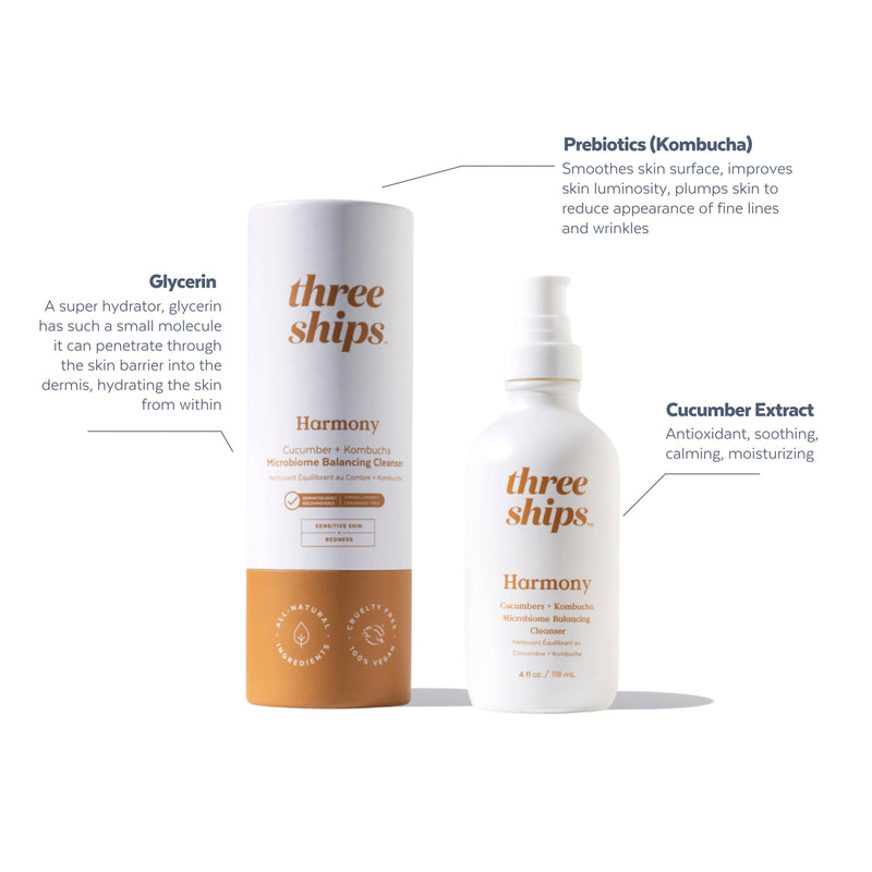 Three Ships Harmony Cucumber + Kombucha Microbiome Cleanser (118mL)