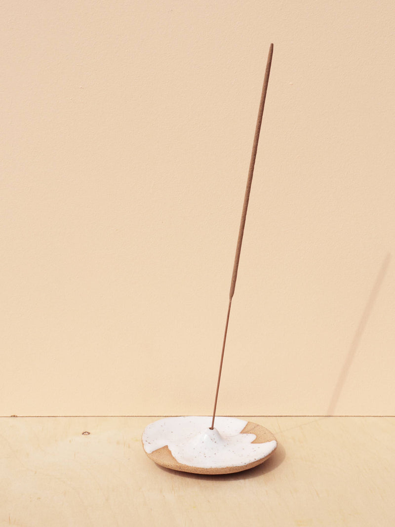 Ceramic Incense Holder - geometric white