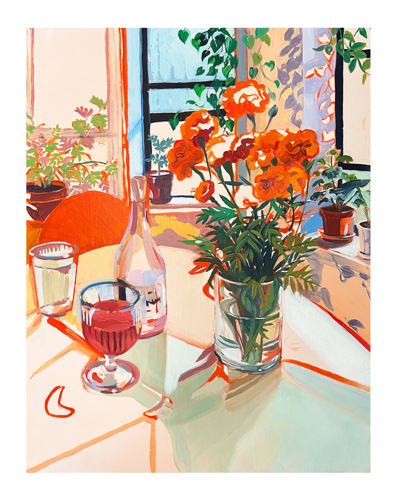"Olivia's House" Wine and Flowers in NYC Signed Print - 8x10