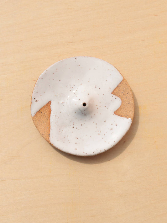 Ceramic Incense Holder - geometric white