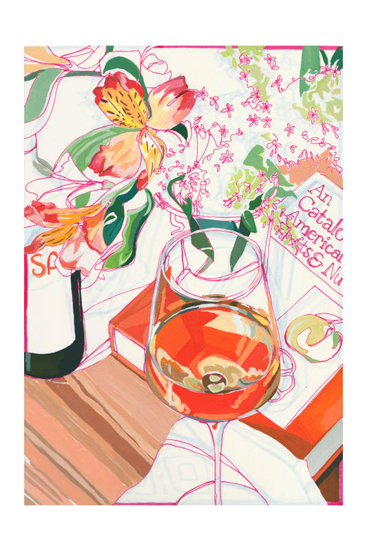 "Orange Wine" Floral Signed Archival Giclee Print - 8x10