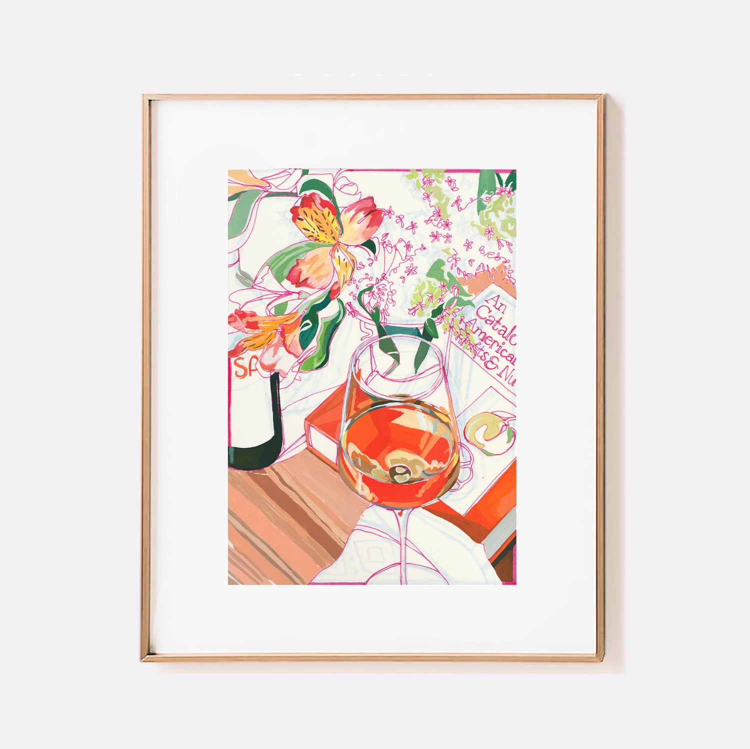 "Orange Wine" Floral Signed Archival Giclee Print - 8x10