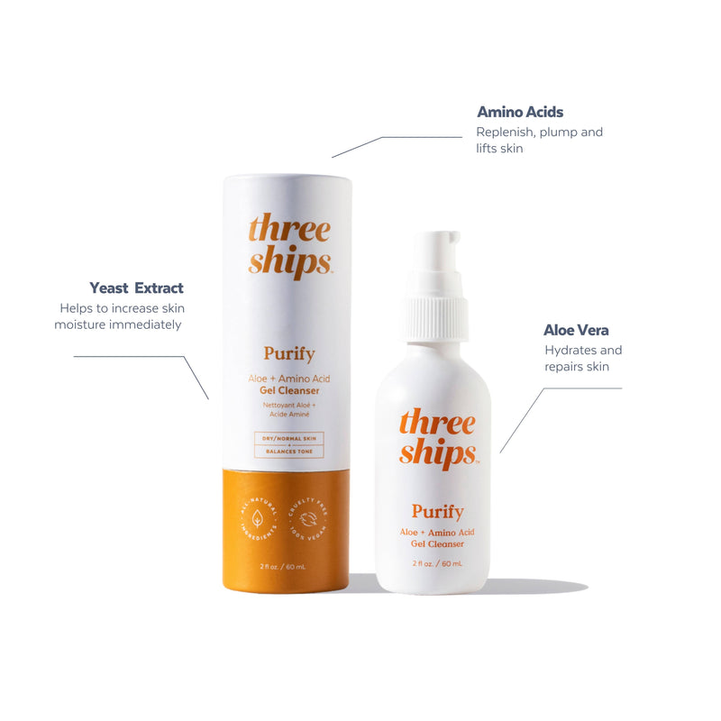 Three Ships Purify Aloe + Amino Acid Cleanser (60mL)