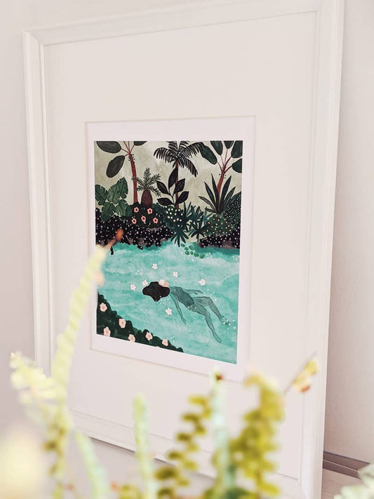 Swimming in the Amazon Art Print 8x10