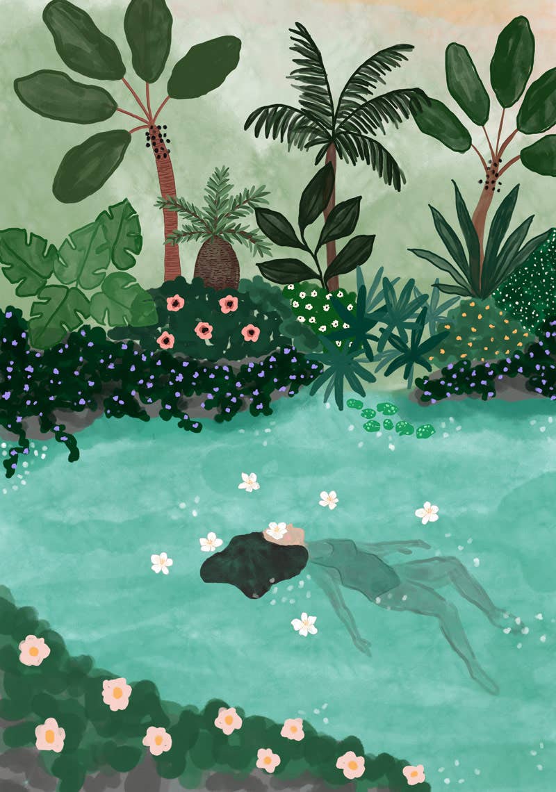Swimming in the Amazon Art Print 8x10